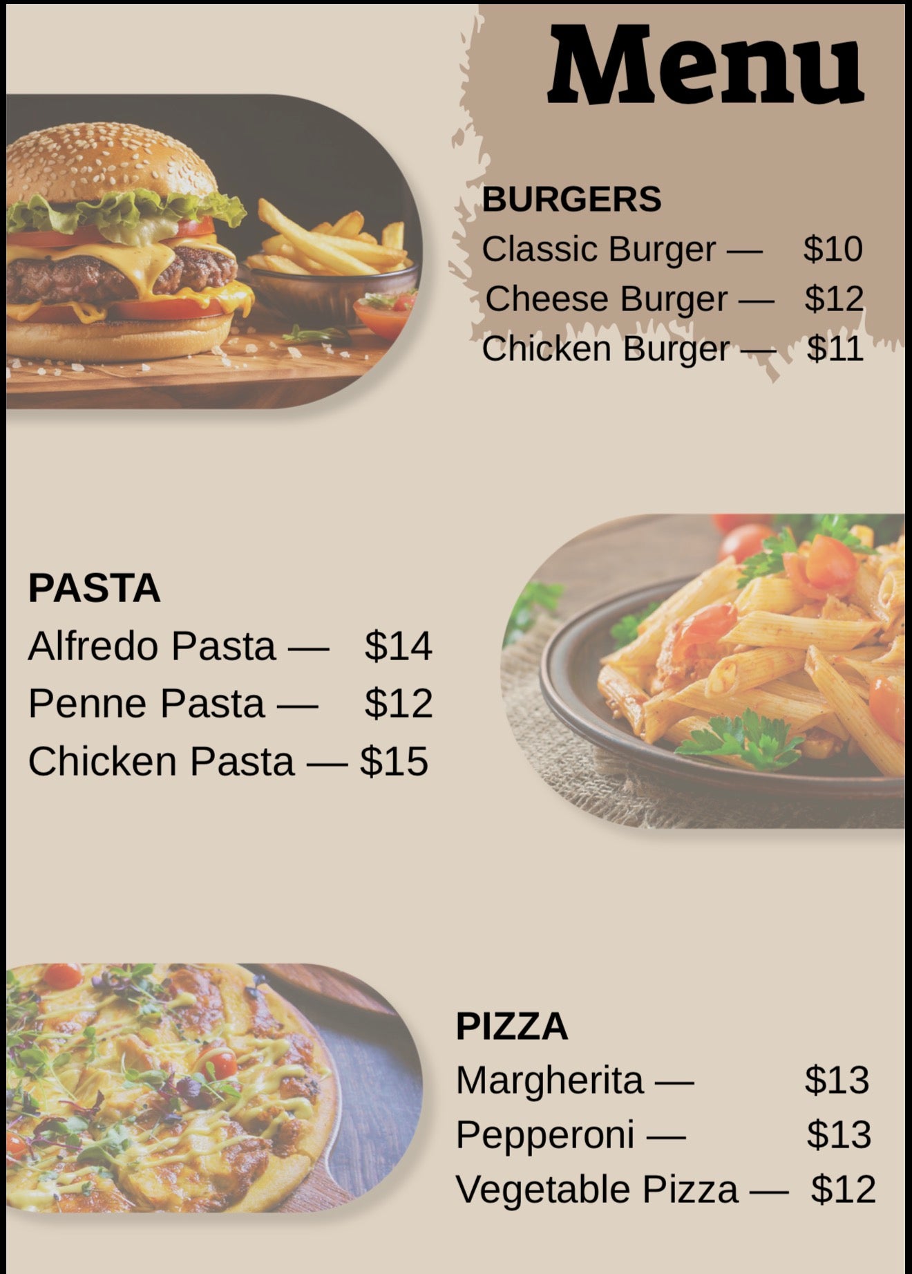 قائمة طعام للمطاعم والكافيهات قابلة للطباعة | Restaurant Menu