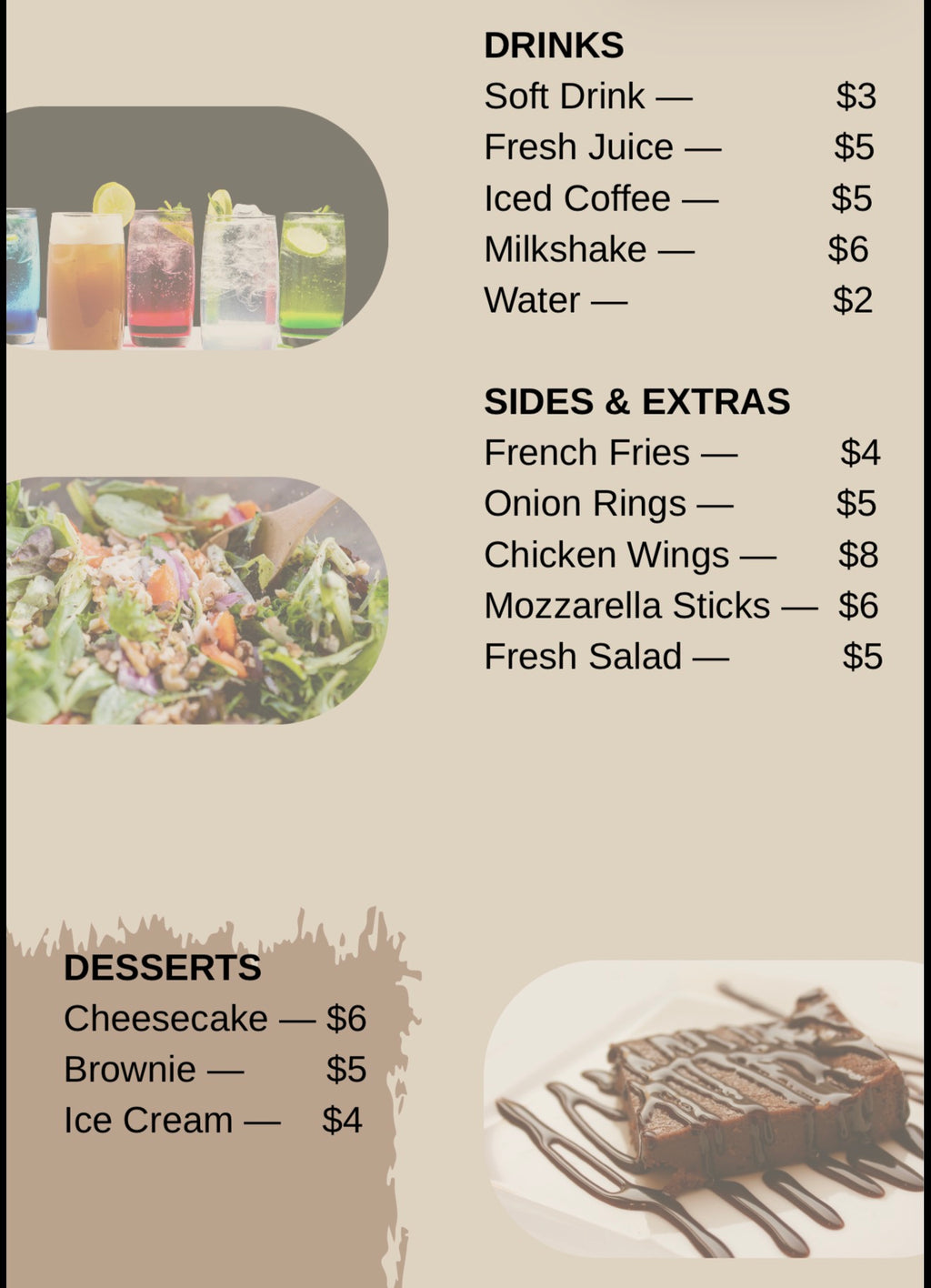 قائمة طعام للمطاعم والكافيهات قابلة للطباعة | Restaurant Menu